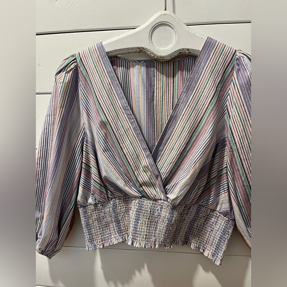 🩷 Striped Cotton Blouse – Multicolor – Size L - Picture 7 of 8